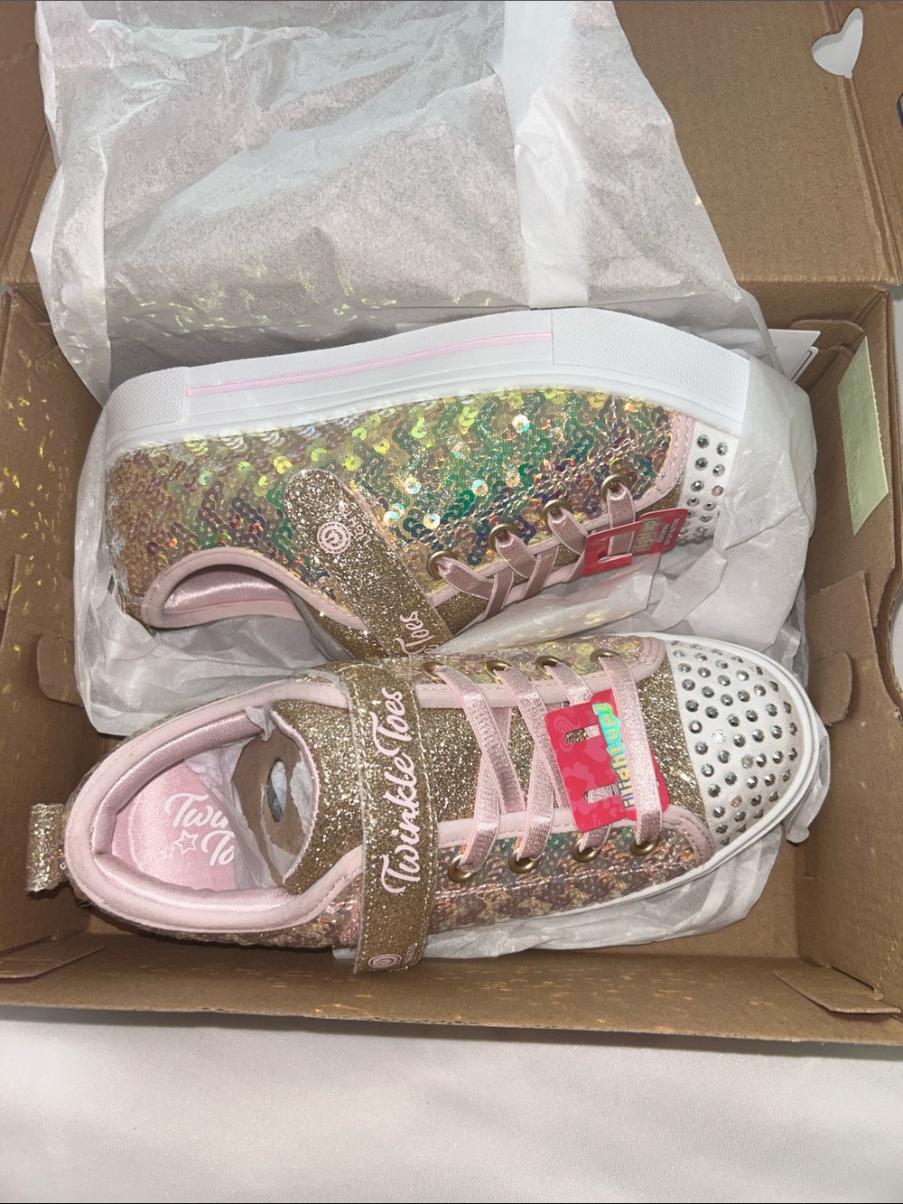 Twinkle Toes Girls' Pink Sequin Light-Up Sneakers